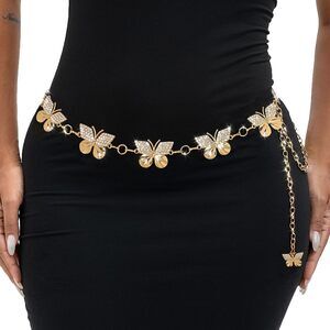 9745 Butterfly Belt Rhinestone-metal-turquoise Gold Silver Carving
